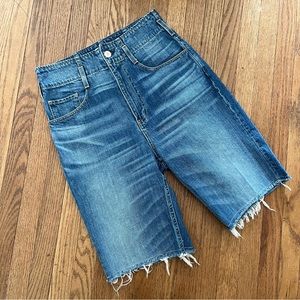 3X1 N.Y.C Denim Bermuda Shorts High Waist Belt Loops  Frayed Hem Size 25